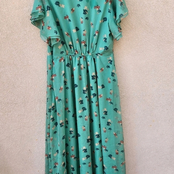 HATCH The Nines Women's Maternity Dress Extra Large Green Floral Flutter Sleeve - Picture 3 of 10